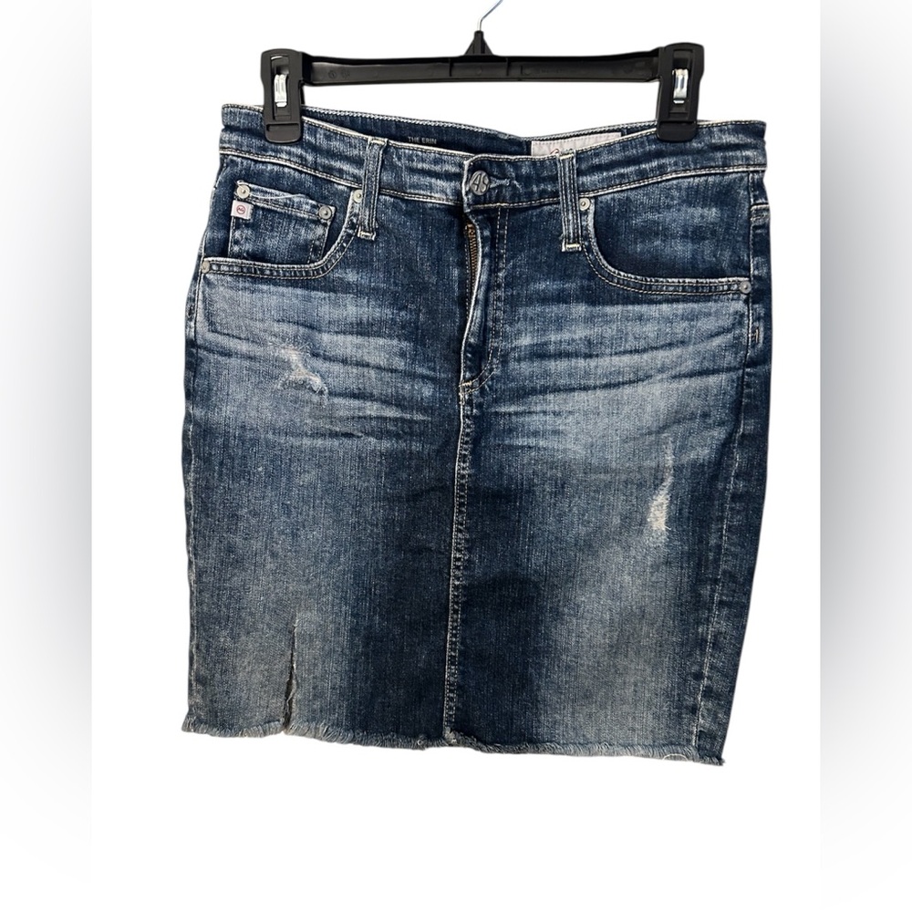 AG Adriano Goldschmied The Erin Denim Pencil Skirt Distressed Blue‎ Size 30